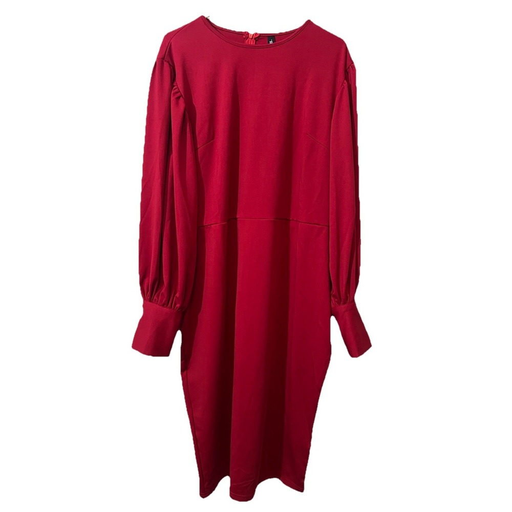 StyleWe Red Bishop Sleeve Sheath Dress XXL No Belt NWT Statement Plus